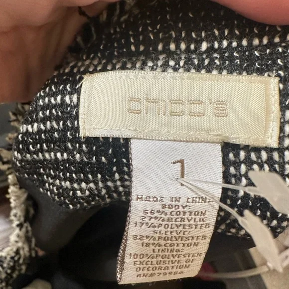 Chico's Black and White Tweed Blazer